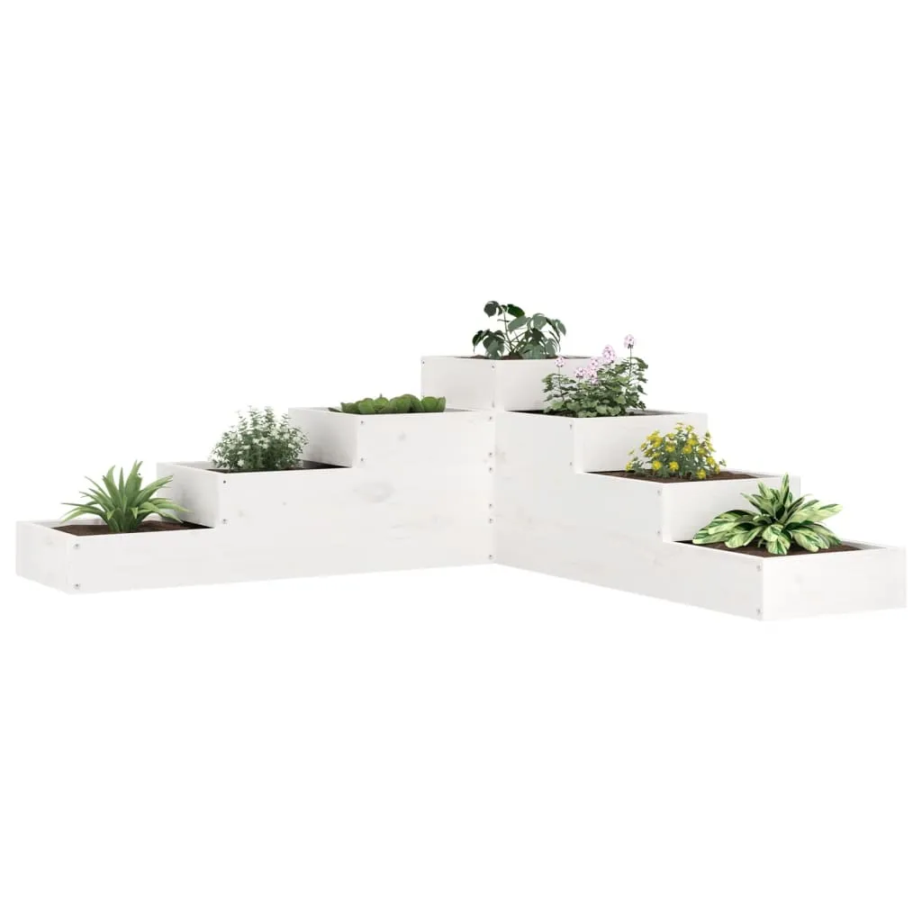 vidaXL Fioriera Giardino 4 Ripiani Bianca 106x104,5x36cm Massello Pino