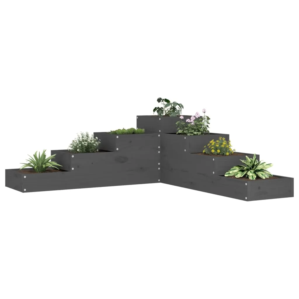 vidaXL Fioriera Giardino 4 Ripiani Grigia 106x104,5x36cm Massello Pino