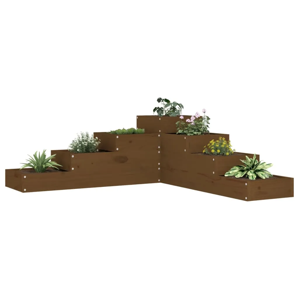 vidaXL Fioriera Giardino 4 Ripiani Miele 106x104,5x36cm Massello Pino