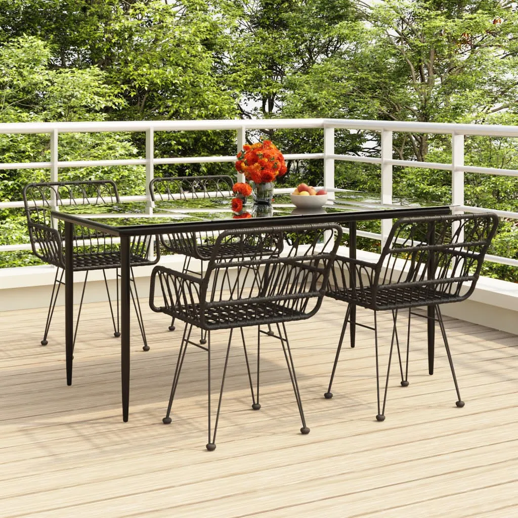 vidaXL Set da Pranzo da Giardino 5 pz Nero in Polyrattan