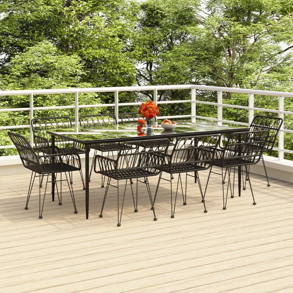 vidaXL Set da Pranzo da Giardino 9 pz Nero in Polyrattan