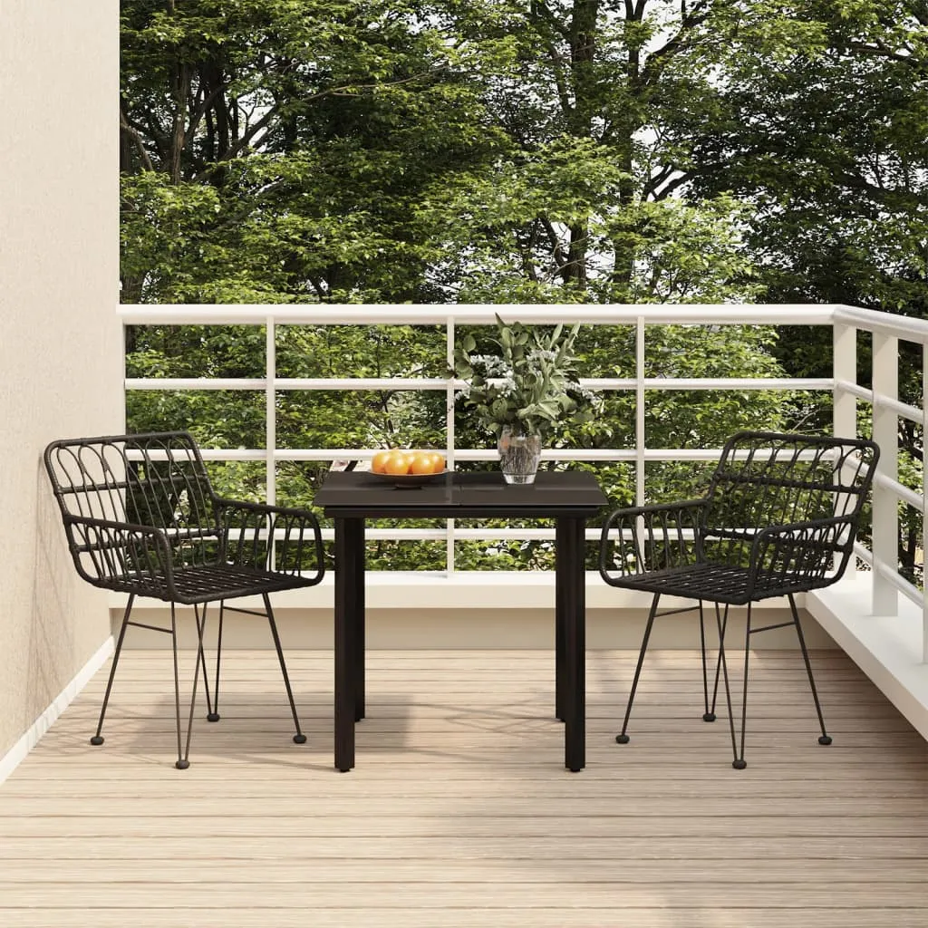 vidaXL Set da Pranzo da Giardino 3 pz Nero in Polyrattan