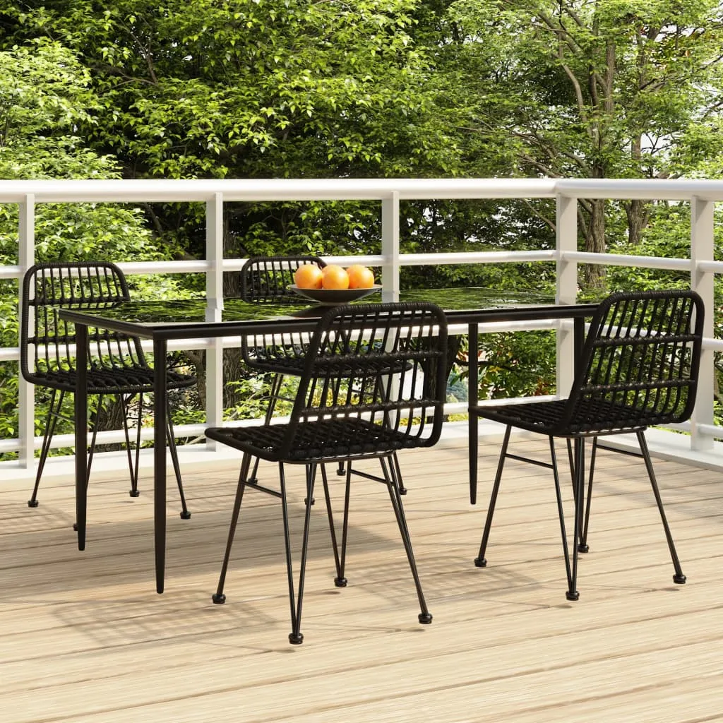 vidaXL Set da Pranzo da Giardino 5 pz Nero in Polyrattan