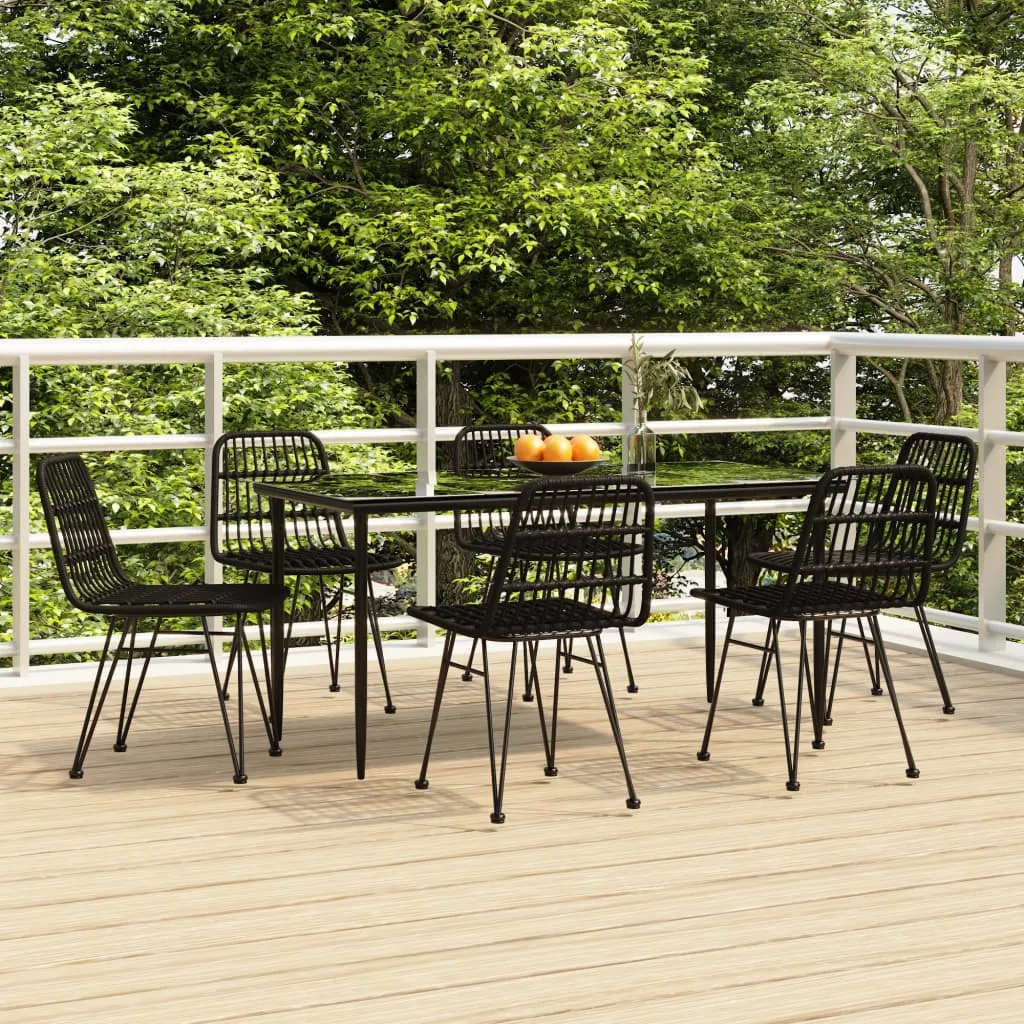 vidaXL Set da Pranzo da Giardino 7 pz Nero in Polyrattan