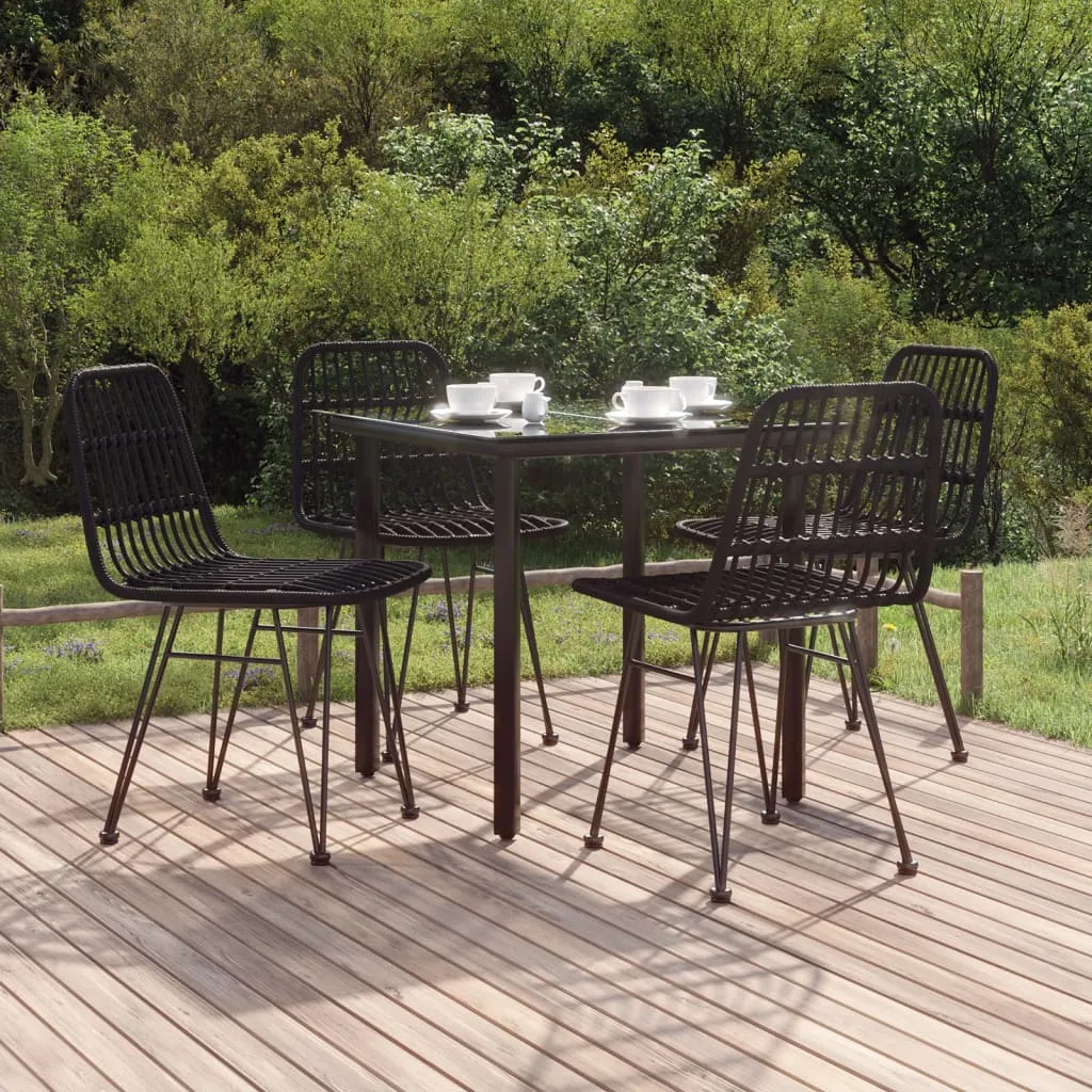 vidaXL Set da Pranzo da Giardino 5 pz Nero in Polyrattan