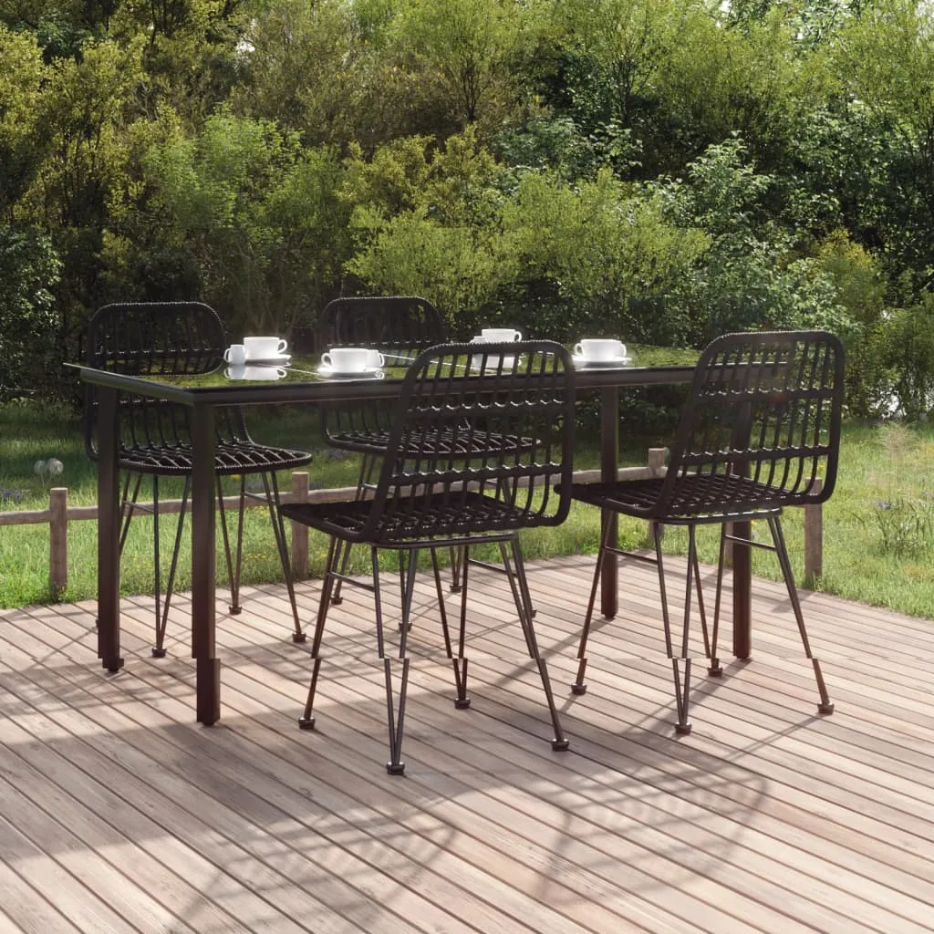 vidaXL Set da Pranzo da Giardino 5 pz Nero in Polyrattan