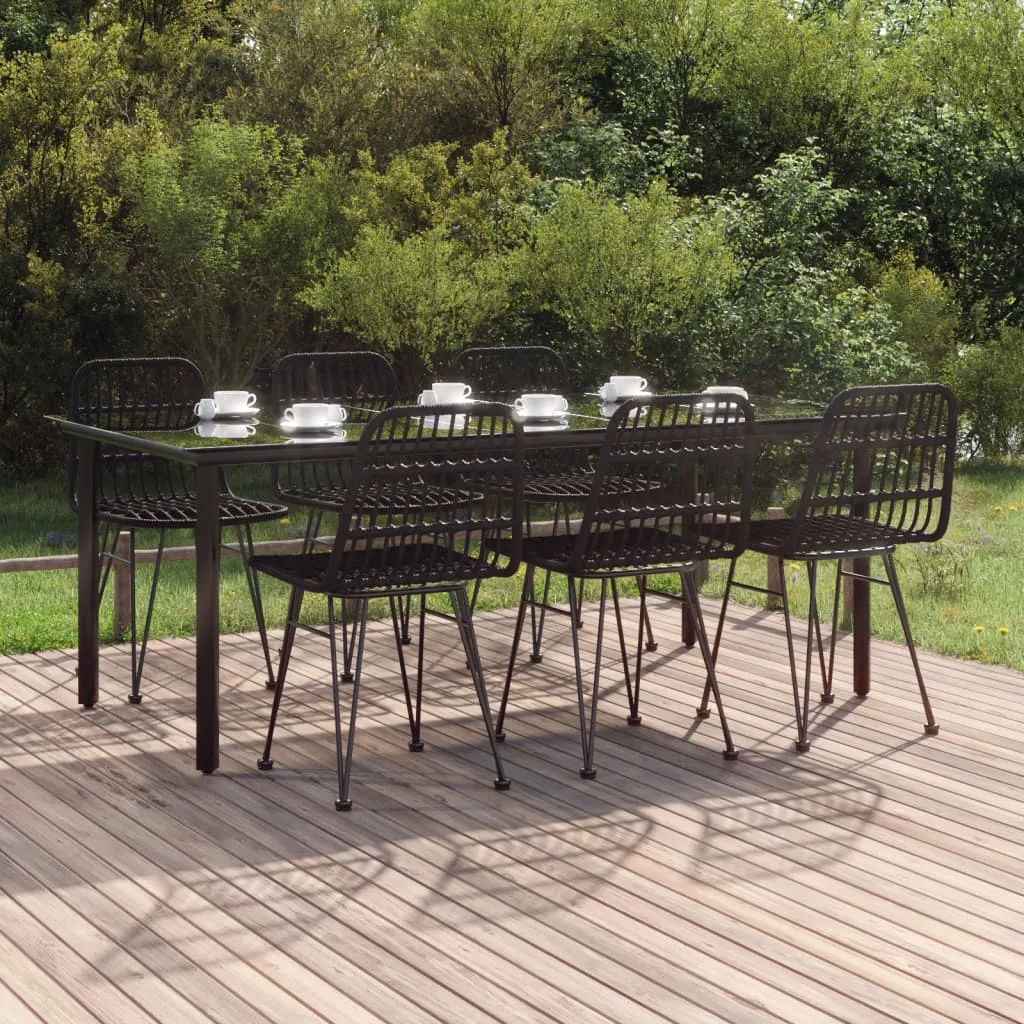 vidaXL Set da Pranzo da Giardino 7 pz Nero in Polyrattan