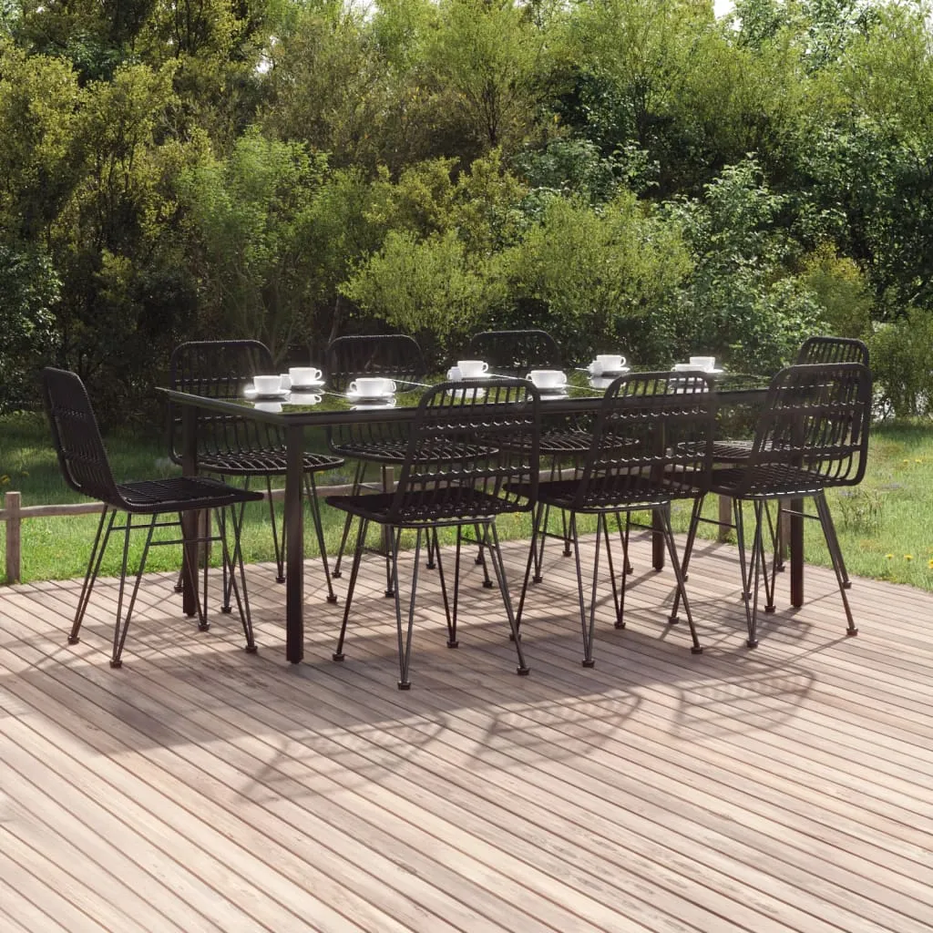 vidaXL Set da Pranzo da Giardino 9 pz Nero in Polyrattan