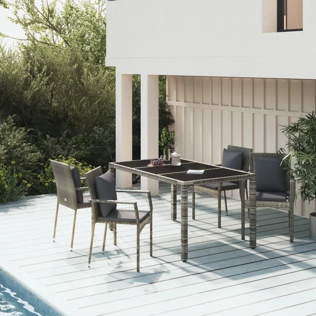 vidaXL Set da Pranzo da Giardino 5 pz con Cuscini in Polyrattan Grigio