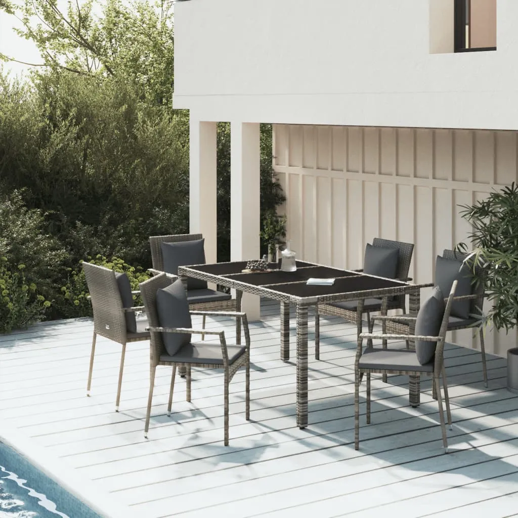 vidaXL Set da Pranzo da Giardino 7 pz con Cuscini in Polyrattan Grigio