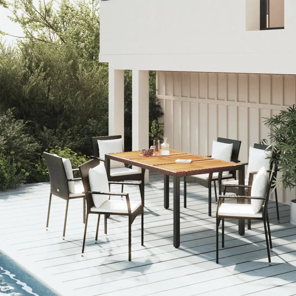 vidaXL Set da Pranzo da Giardino 5 pz Nero con Cuscini in Polyrattan