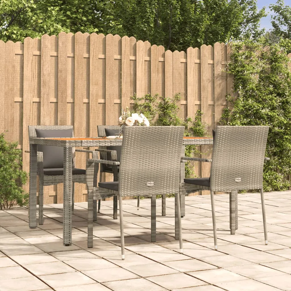 vidaXL Set da Pranzo da Giardino 5 pz con Cuscini in Polyrattan Grigio