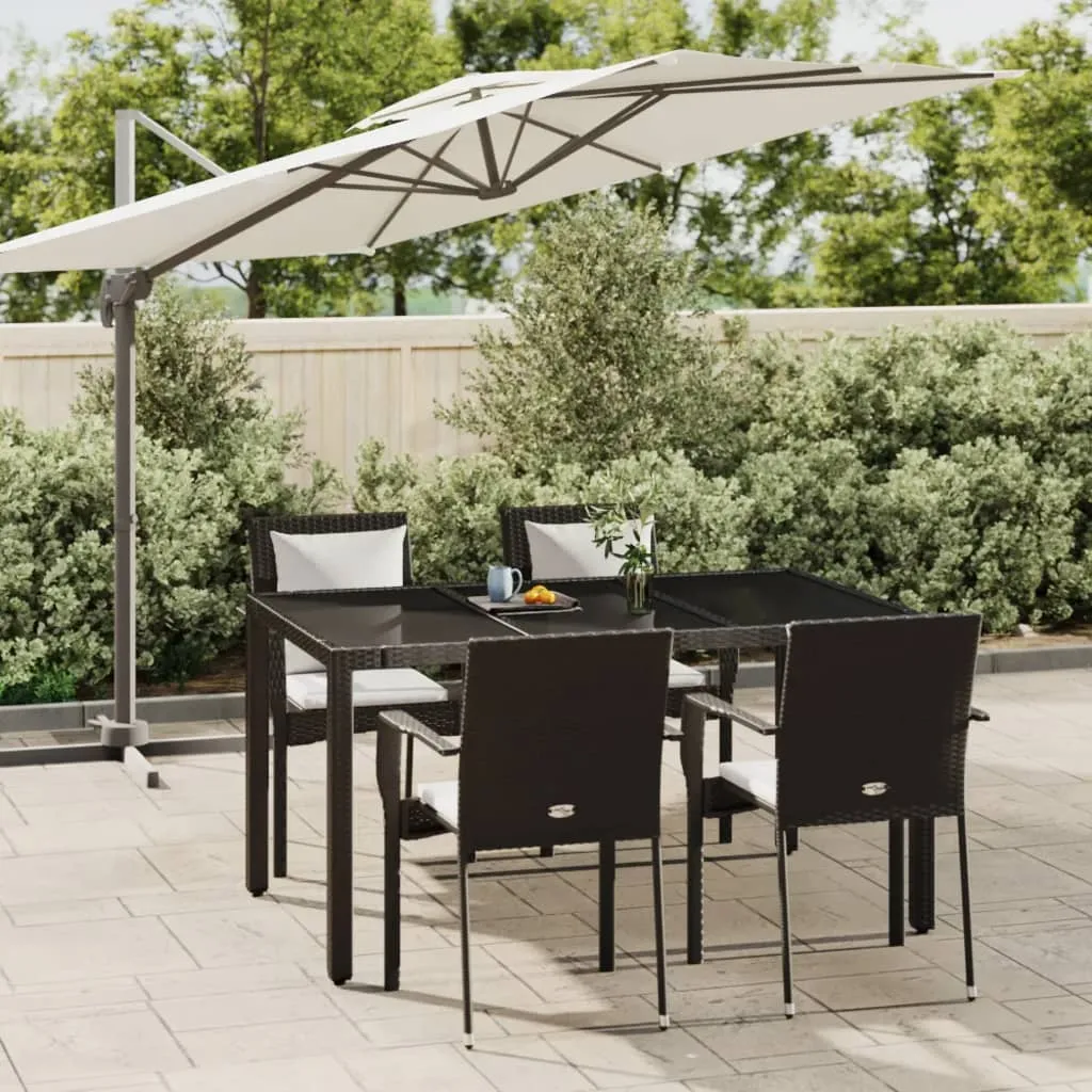 vidaXL Set da Pranzo da Giardino 5 pz Nero con Cuscini in Polyrattan