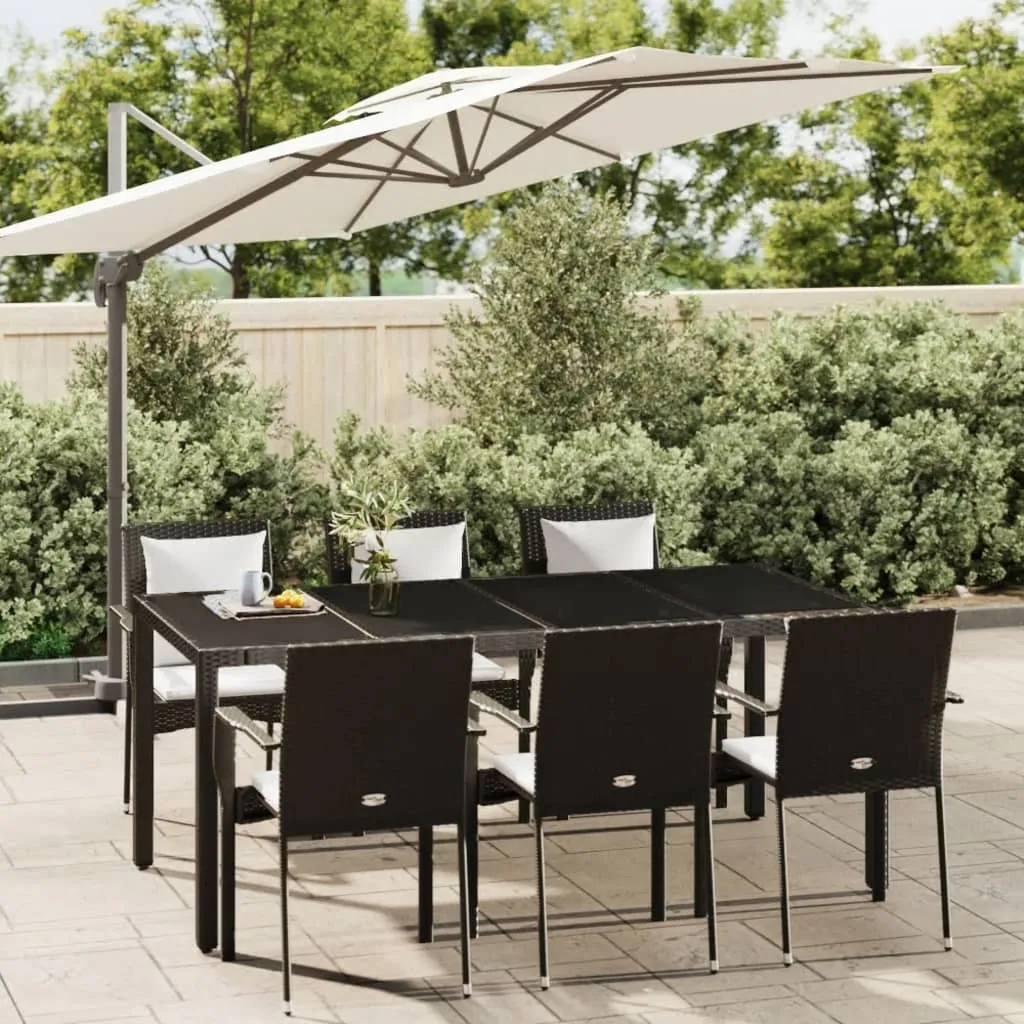 vidaXL Set da Pranzo da Giardino 7 pz Nero con Cuscini in Polyrattan