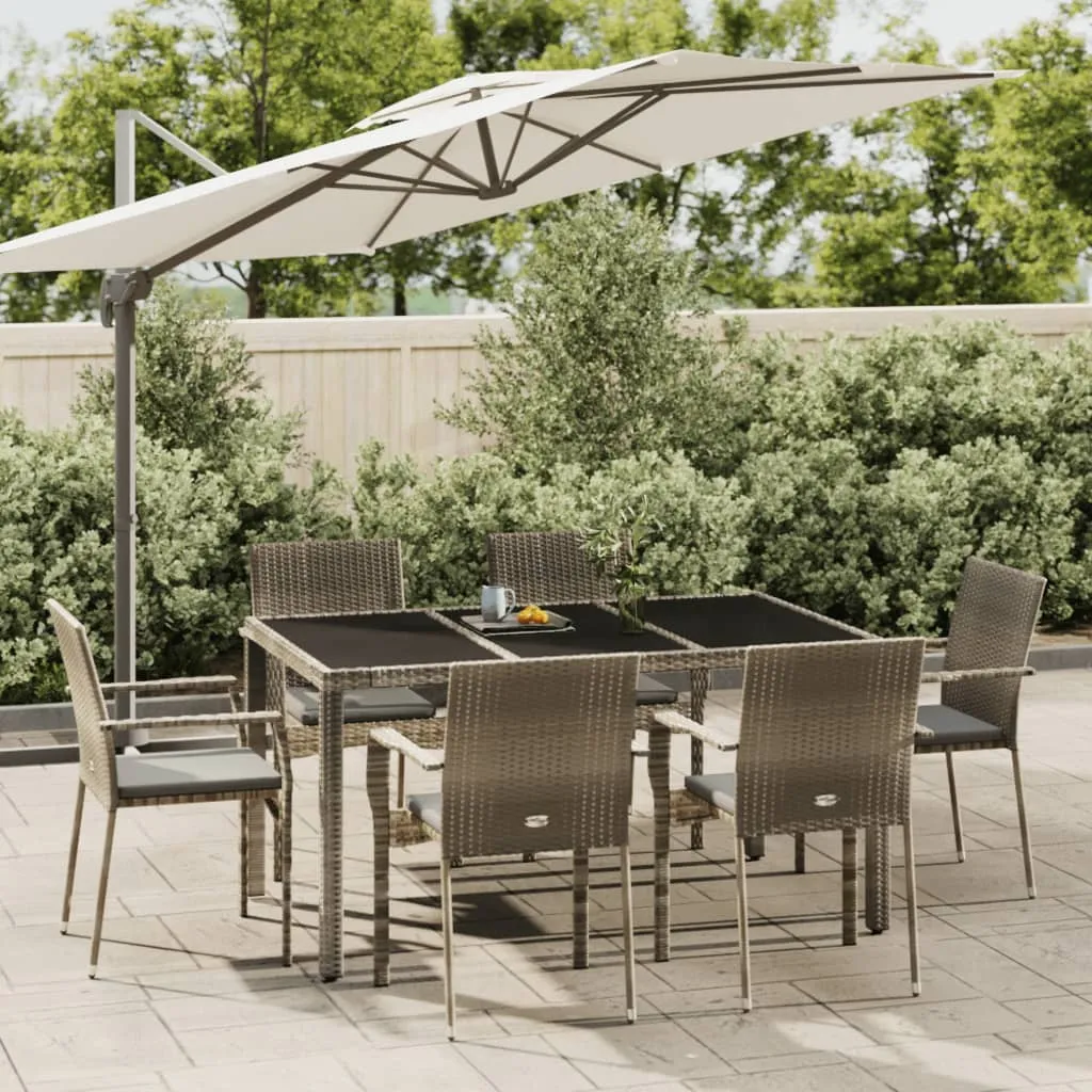 vidaXL Set da Pranzo da Giardino 7 pz con Cuscini in Polyrattan Grigio