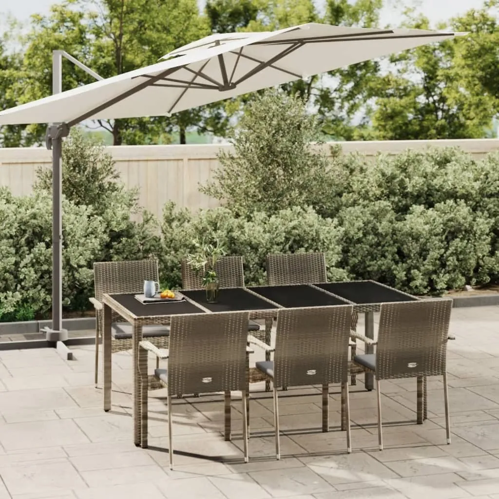 vidaXL Set da Pranzo da Giardino 7 pz con Cuscini in Polyrattan Grigio