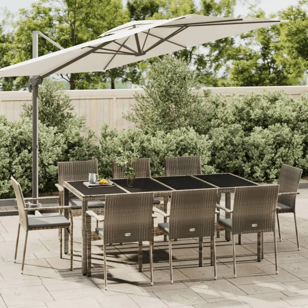 vidaXL Set da Pranzo da Giardino 9 pz con Cuscini in Polyrattan Grigio