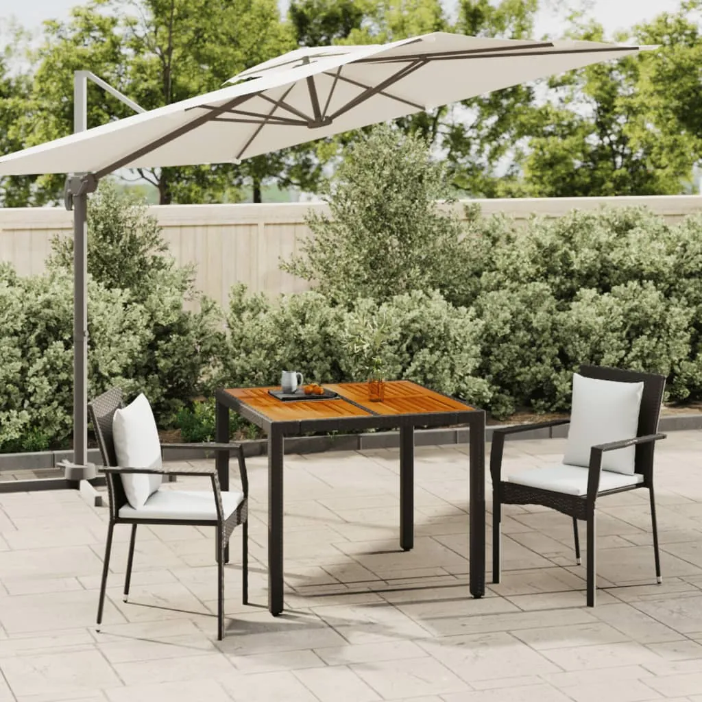 vidaXL Set da Pranzo da Giardino 3 pz con Cuscini Nero in Polyrattan