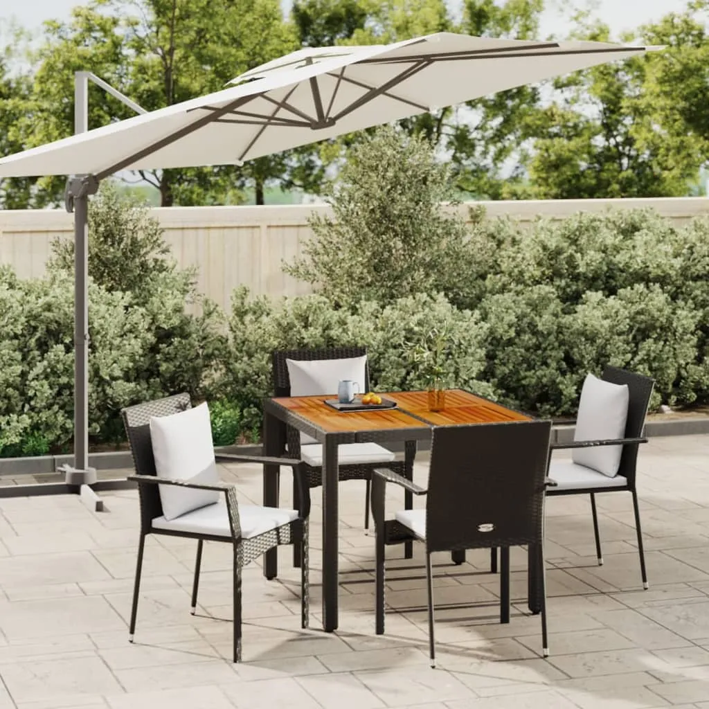 vidaXL Set da Pranzo da Giardino 5 pz Nero con Cuscini in Polyrattan