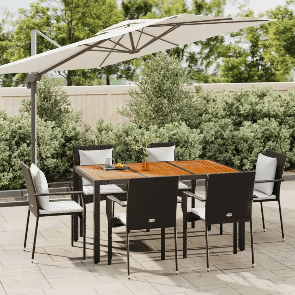 vidaXL Set da Pranzo da Giardino 7 pz Nero con Cuscini in Polyrattan