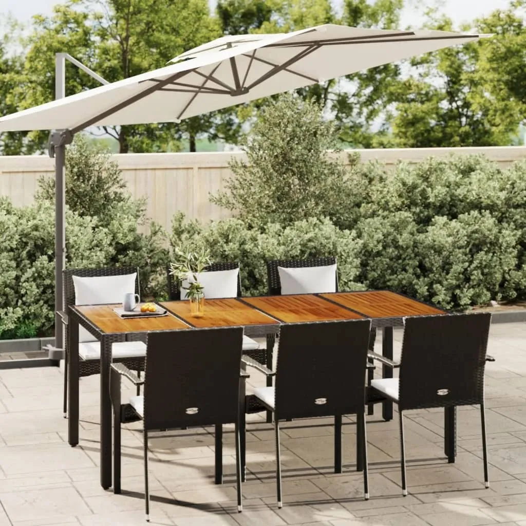 vidaXL Set da Pranzo da Giardino 7 pz Nero con Cuscini in Polyrattan