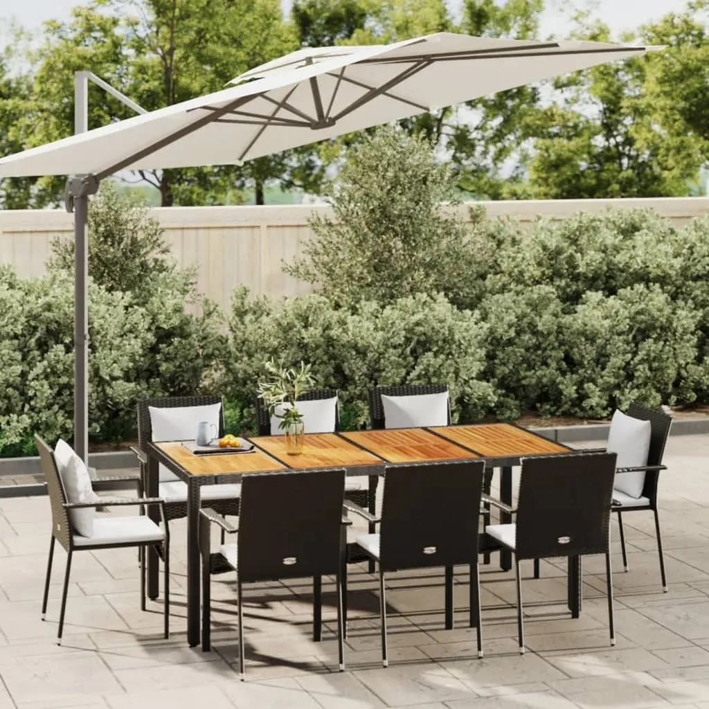 vidaXL Set da Pranzo da Giardino 9 pz con Cuscini Nero in Polyrattan