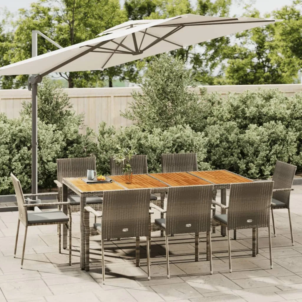 vidaXL Set da Pranzo da Giardino 9 pz con Cuscini in Polyrattan Grigio