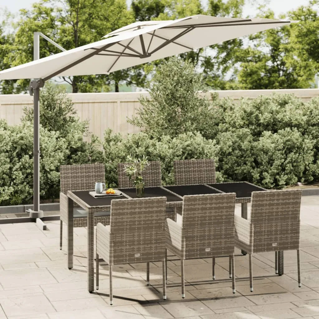 vidaXL Set da Pranzo da Giardino 7 pz con Cuscini in Polyrattan Grigio