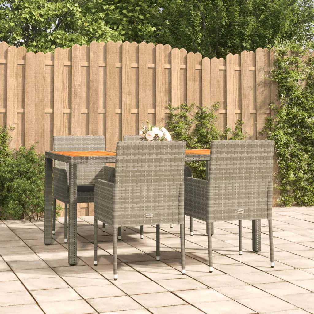 vidaXL Set da Pranzo da Giardino 5 pz con Cuscini in Polyrattan Grigio