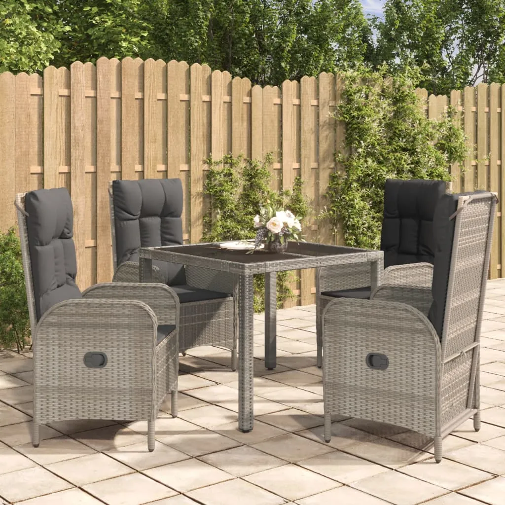 vidaXL Set da Pranzo da Giardino 5 pz con Cuscini in Polyrattan Grigio