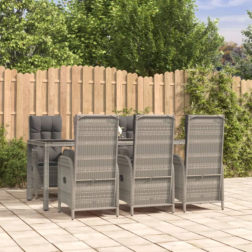 vidaXL Set da Pranzo da Giardino 7 pz con Cuscini in Polyrattan Grigio