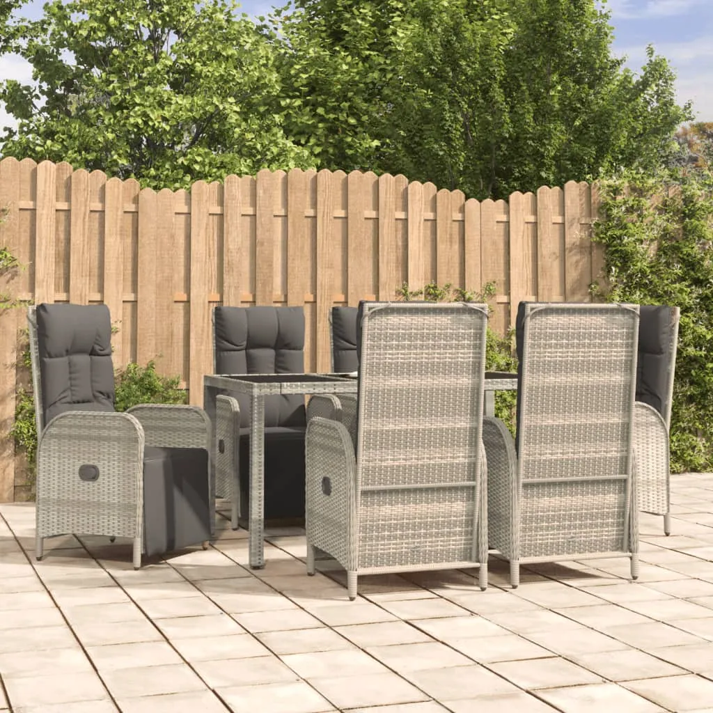 vidaXL Set da Pranzo da Giardino 7 pz con Cuscini in Polyrattan Grigio