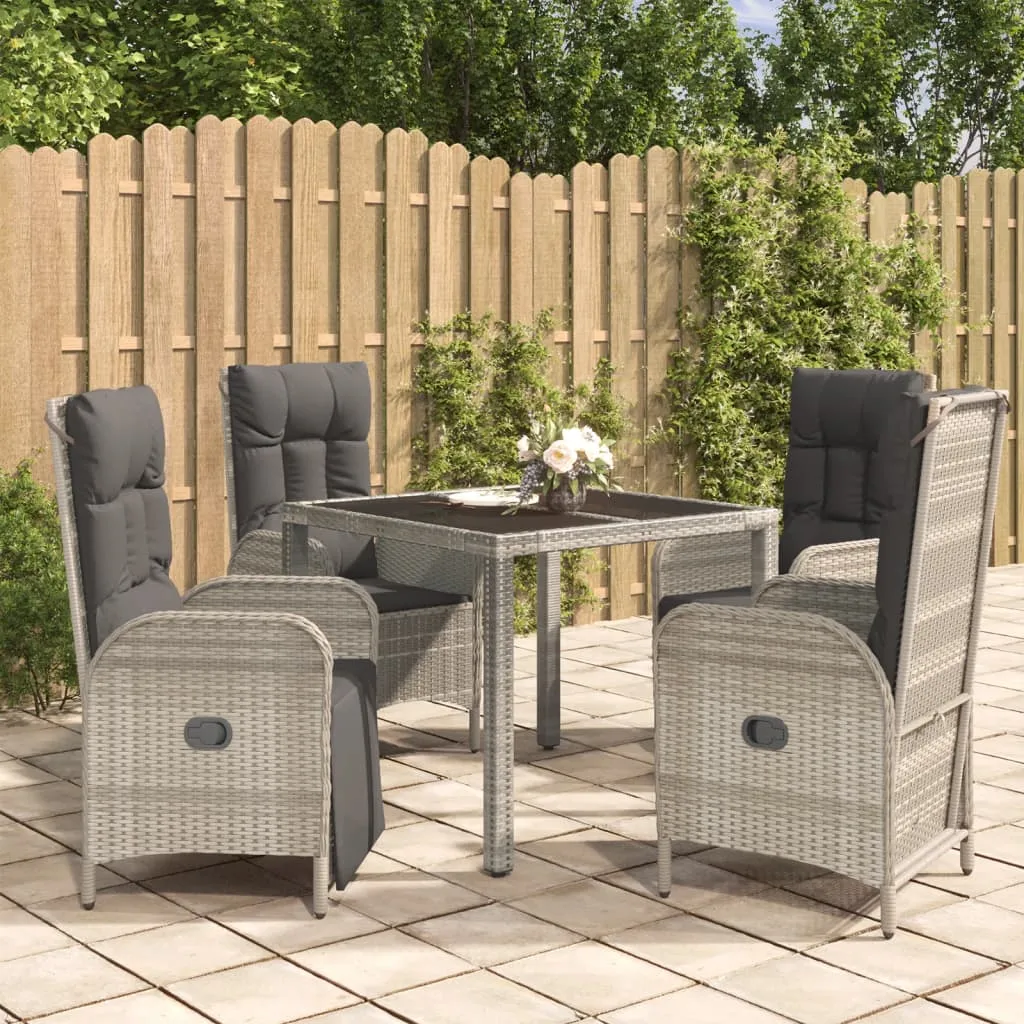 vidaXL Set da Pranzo da Giardino 5 pz con Cuscini in Polyrattan Grigio