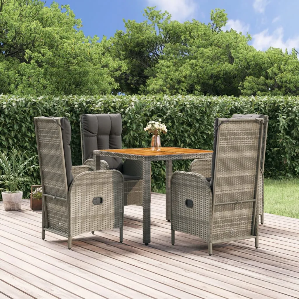 vidaXL Set da Pranzo da Giardino 5 pz con Cuscini in Polyrattan Grigio