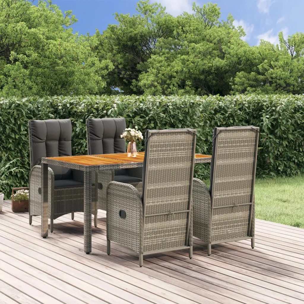 vidaXL Set da Pranzo da Giardino 5 pz con Cuscini in Polyrattan Grigio