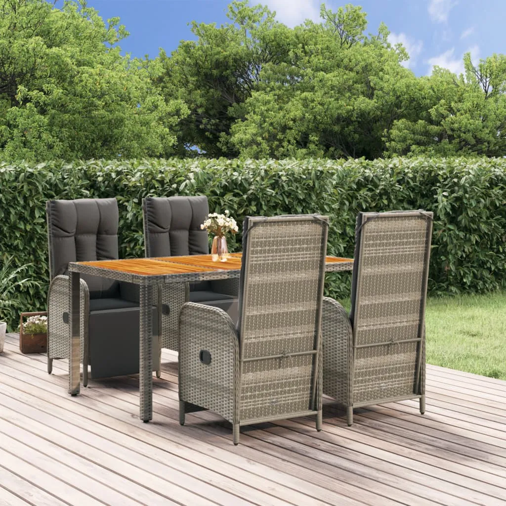 vidaXL Set da Pranzo da Giardino 5 pz con Cuscini in Polyrattan Grigio