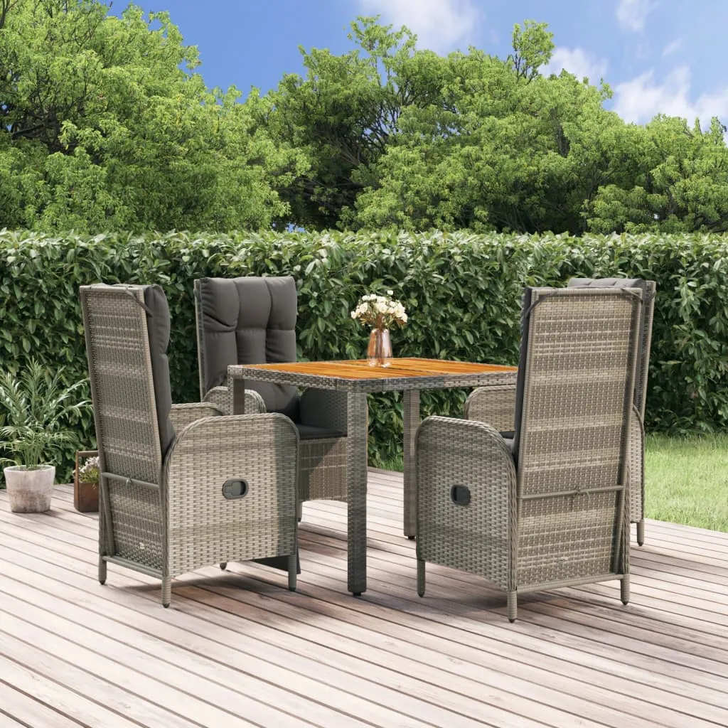 vidaXL Set da Pranzo da Giardino 5 pz con Cuscini in Polyrattan Grigio