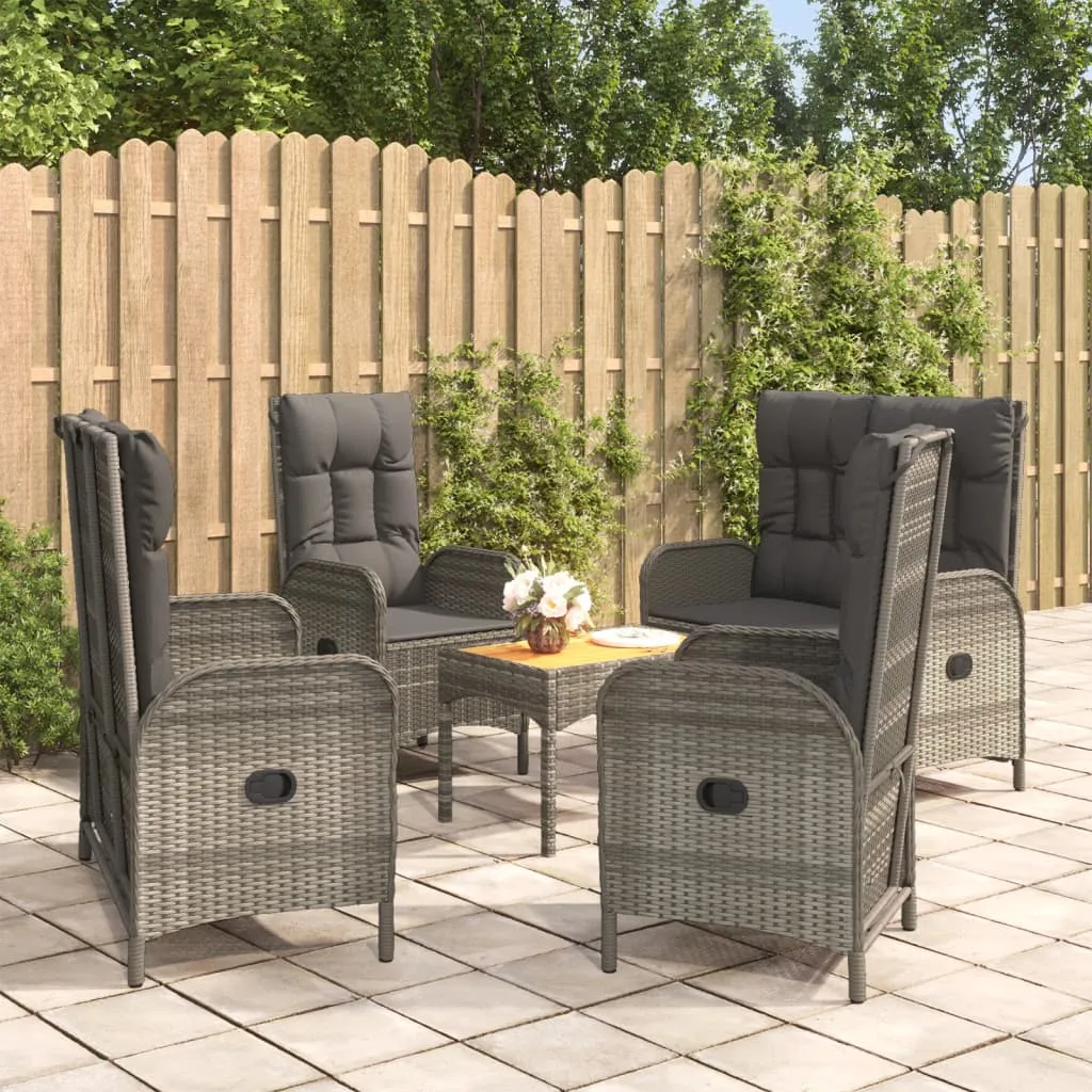 vidaXL Set da Pranzo da Giardino 5 pz con Cuscini in Polyrattan Grigio