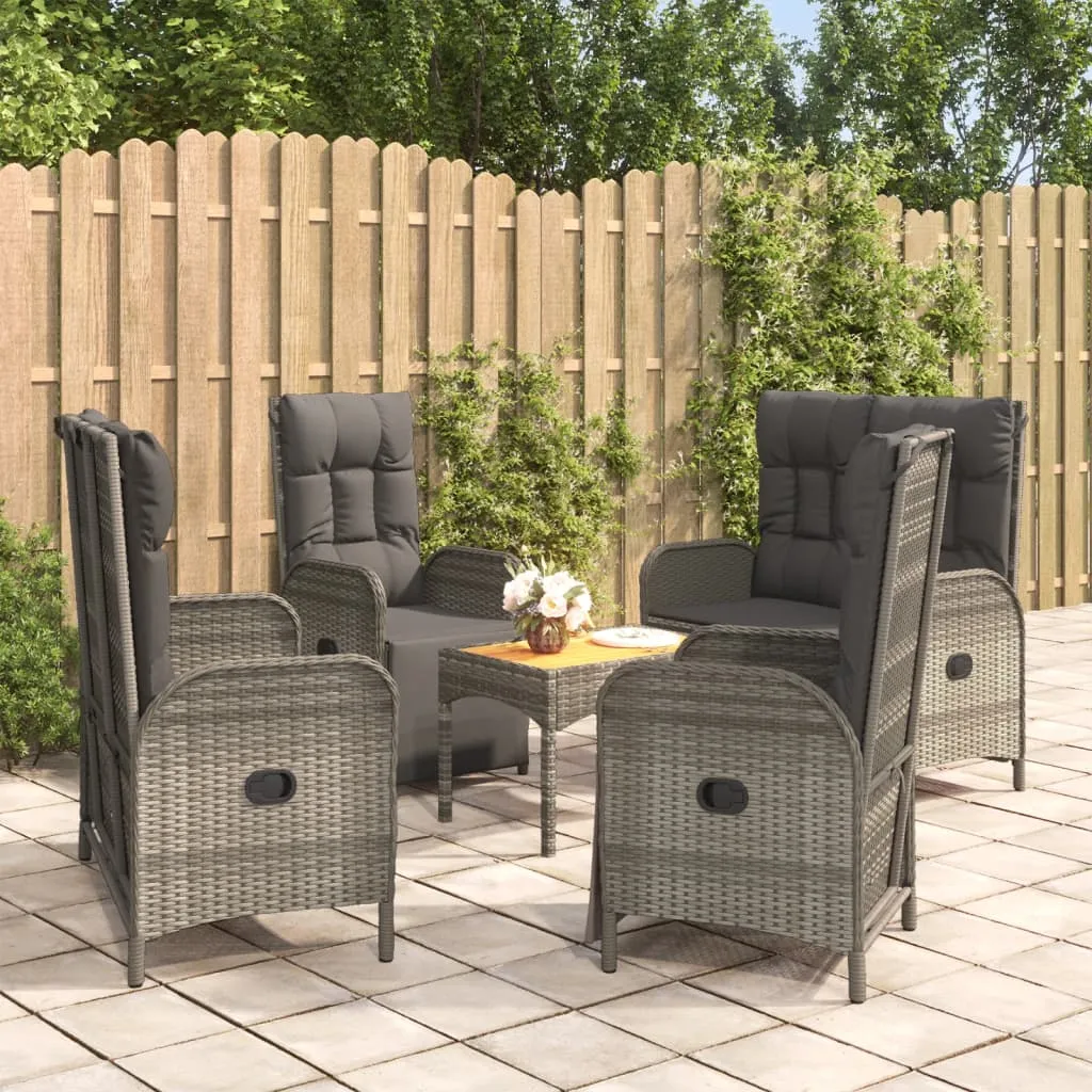 vidaXL Set da Pranzo da Giardino 5 pz con Cuscini in Polyrattan Grigio