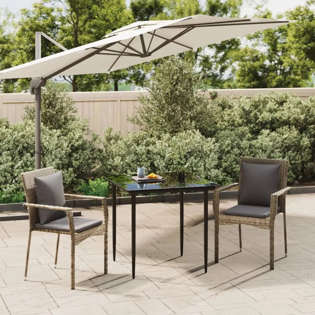 vidaXL Set Salotto Giardino 3 pz con Cuscini Nero e Grigio Polyrattan