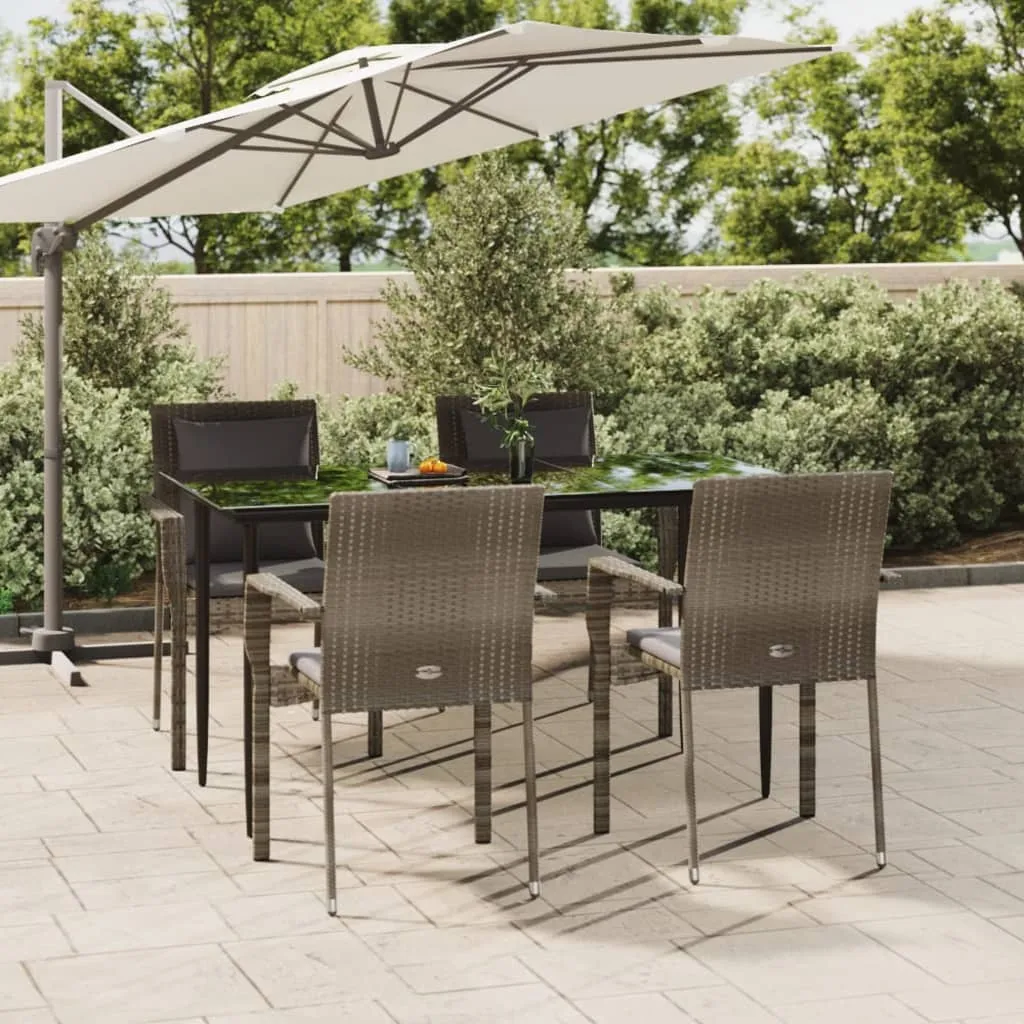 vidaXL Set da Pranzo Giardino 5pz Nero e Grigio con Cuscini Polyrattan