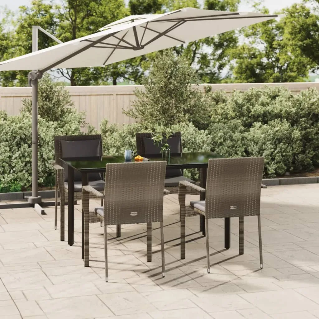 vidaXL Set da Pranzo Giardino 5pz Nero e Grigio con Cuscini Polyrattan