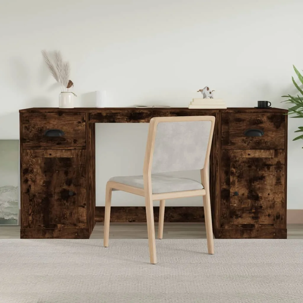 vidaXL Scrivania con Armadietto Rovere Fumo in Legno Multistrato