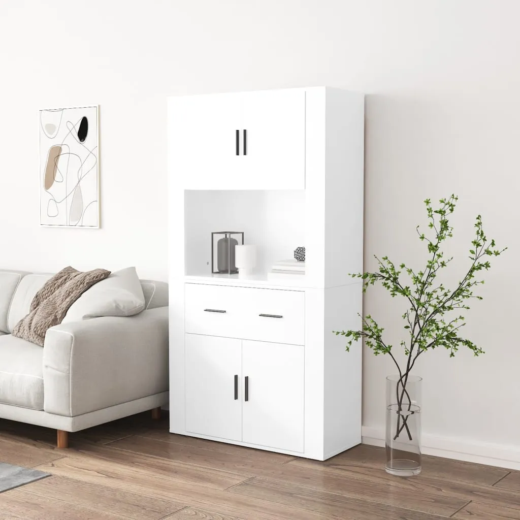 vidaXL Credenza Bianco Lucido in Legno Multistrato