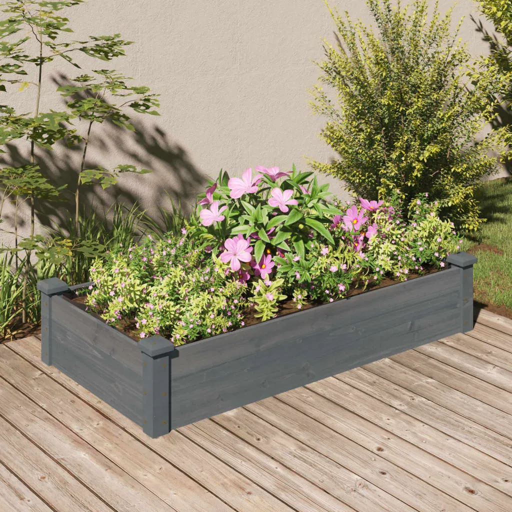 vidaXL Fioriera Giardino con Fodera Grigia 120x60x25cm Massello Abete