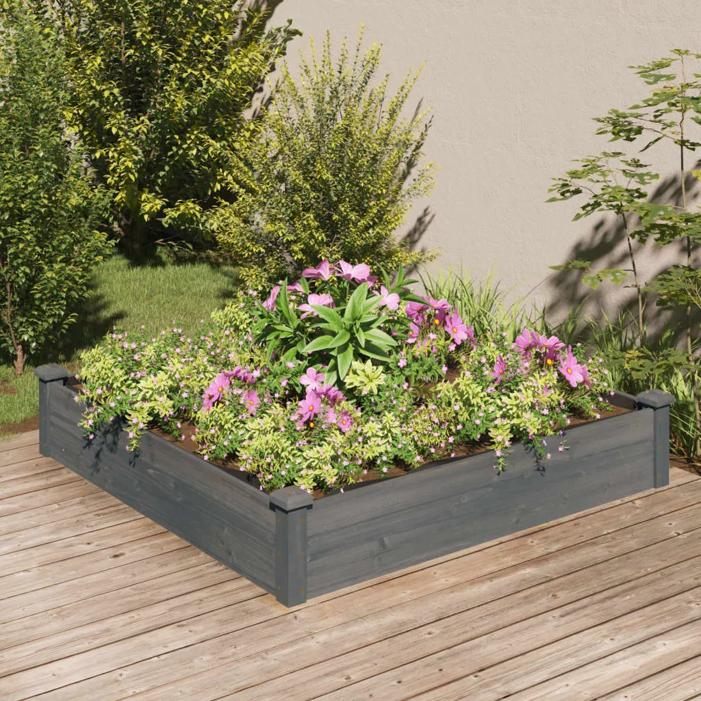 vidaXL Fioriera Giardino con Fodera Grigia 120x120x25cm Massello Abete