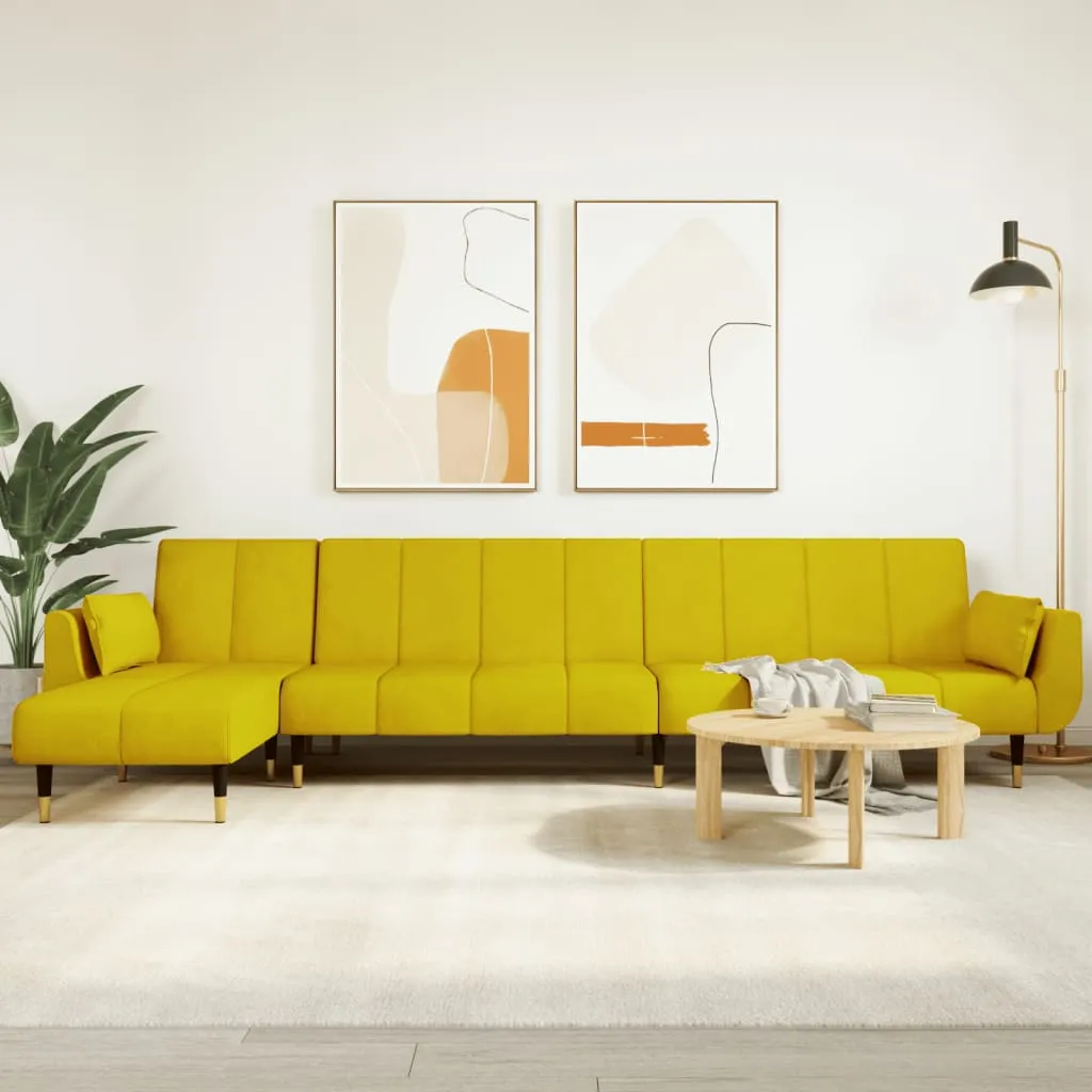 vidaXL Divano Letto a L Giallo 275x140x70 cm in Velluto