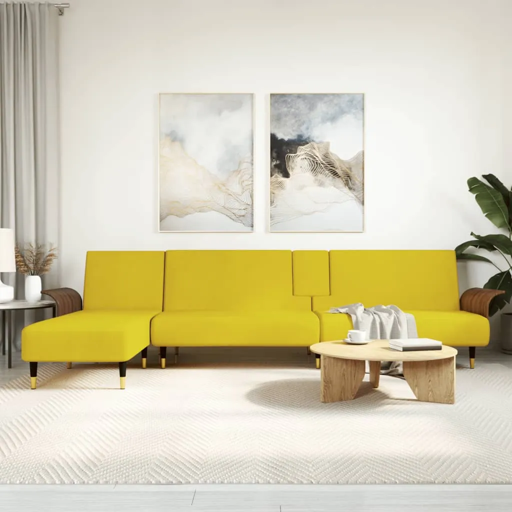 vidaXL Divano Letto a L Giallo 279x140x70 cm in Velluto