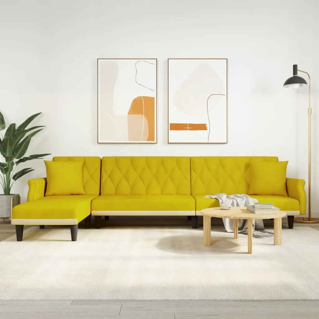 vidaXL Divano Letto a L Giallo 271x140x70 cm in Velluto