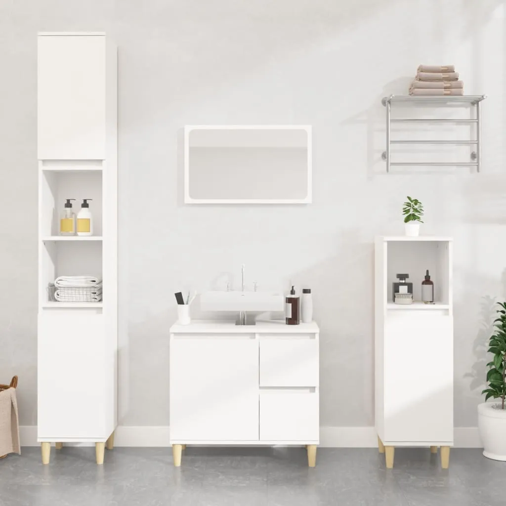 vidaXL Set Mobili da Bagno 4 pz Bianco in Legno Multistrato